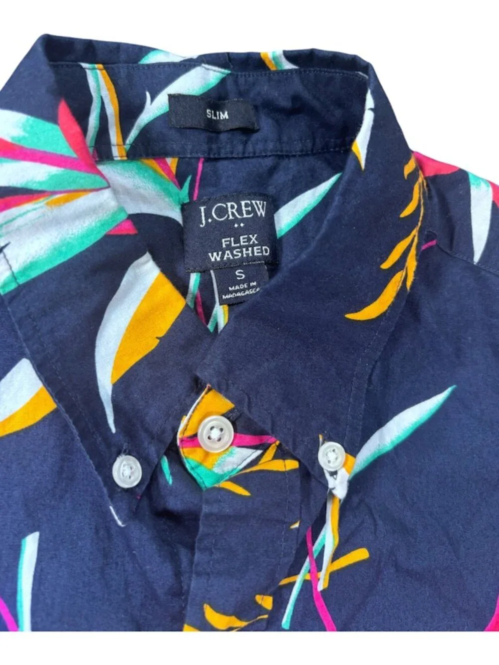 J.Crew Flex Slim Fit Hawaiian Shirt Men’s Small Multicolor Washed Cotton